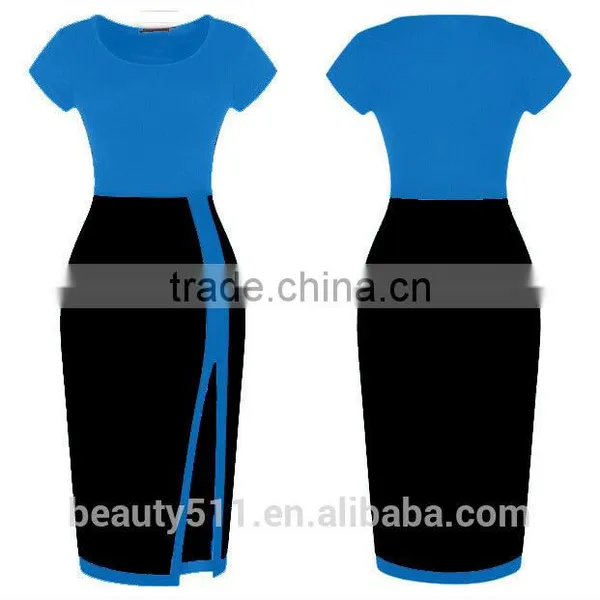 Ladies Formal Elegant Fitting Sexy Short Sleeve Splicing a Hip Dress and a Short Short-sleeved Pencil Skirt PS02 photo-4