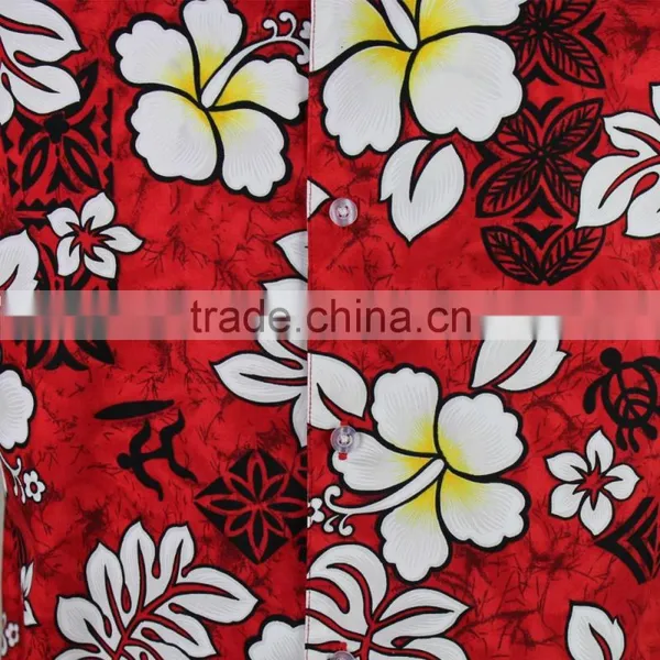 Red Printing Men Cotton Custom Printed Hawaiian Shirt photo-4