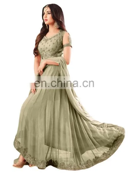 Ladies Georgette Anarkali Suit With Zari Embroidery For Party Wear 2017 photo-2