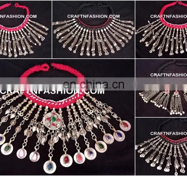 Afghani Ethnic Boho Gypsy Vintage Necklace Vintage Kuchi Tribal Coin Necklace - Afghani Ethnic Boho Gypsy Necklace photo-2