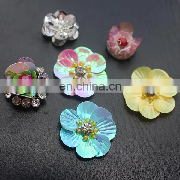 2017 New Look 3D Handmade Colorful Sequin Flower With Pearl and Rhinestone photo-5