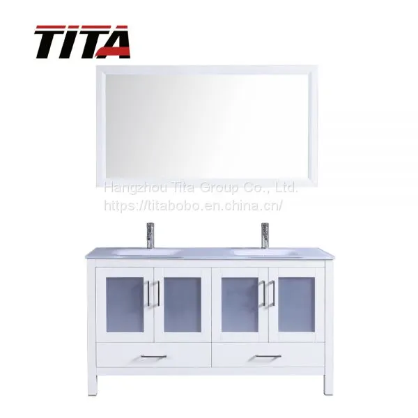 High Quality Double Sink White Lacquer Bathroom Vanity T9024-60/72