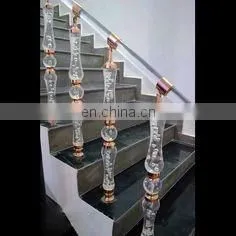 Stair Railing Stainless Steel Acrylic Handrail Post Titanium Satin or Mirror photo-5