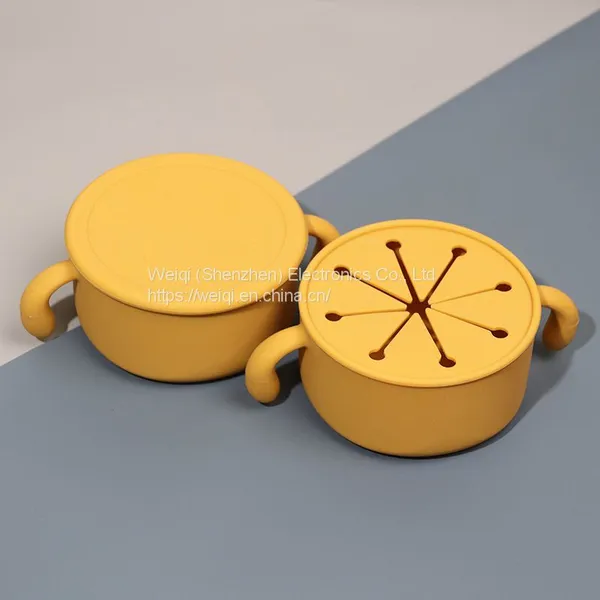 Weiqi Factory Silicone Snack Bowl With Lid Kids Training Snack Bowl photo-5