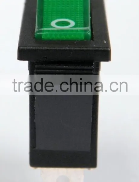 ylon66 materials base DPST green rocker O I mark 4 silver plated brass terminals lighted rocker switch
