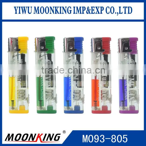 Customized Logo Printing Transparent Windproof Function Electronic Lighter With Led