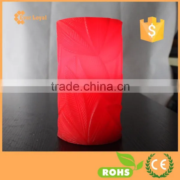 Leaves Carve Pillar LED Candle 6" Luminara Type Flameless Candle Wax Pillar Candle photo-3
