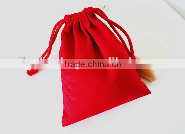 Wholesale Red Color Canvas Drawstring Gift Packing Bag photo-3