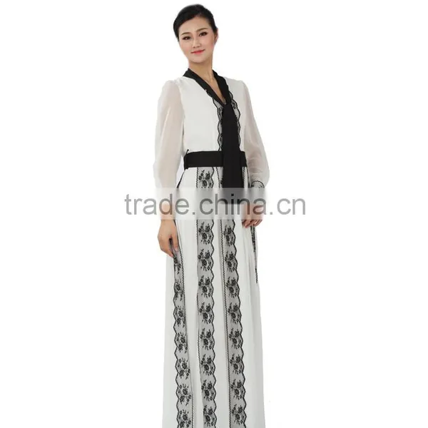 Spanish Women's Maxi Dresses Moroccan Kaftan Dress Black Lace Stripe Insert Arabic Style Evening Dresses photo-3