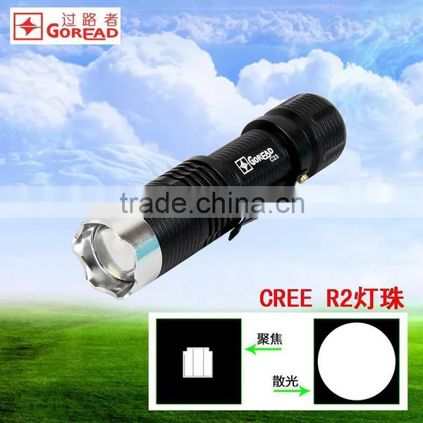 Goread C23 Focusable Zoom Rechargeable Aluminum Pen Clip Glass Braker R2 LED Mini Torch