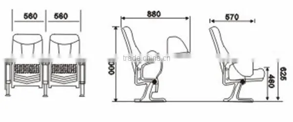 High Quality Blue Fabric Theater Auditorium Seating photo-2