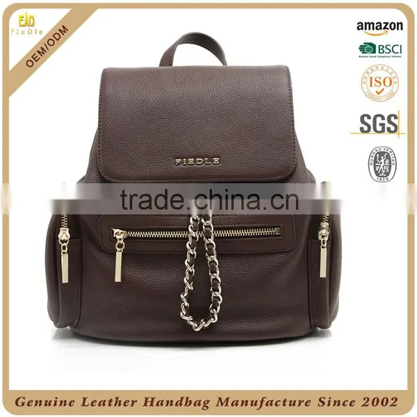 Guangzhou OEM Factory Women Duffel Bag Leather Travel Bag Ksnapsack Backpack Genuine Leather Hot Shot Backpack Bag for Lady photo-2