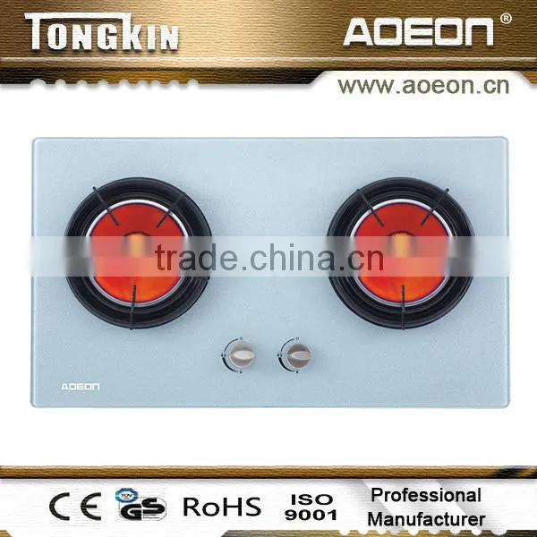 HW919WP White Tempered Glass Infrared Gas Hob