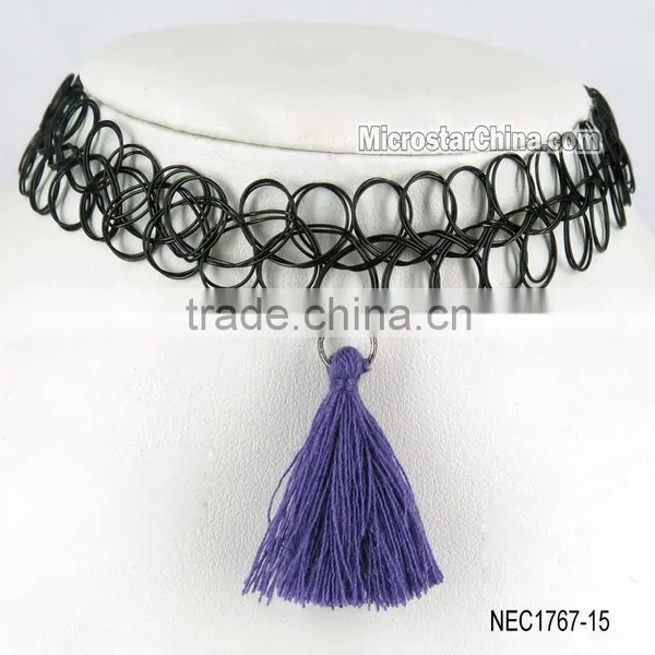 DIY Black Sexy Hippy Tribal Gypsy Boho Stretch Tattoo Henna Tassel Choker Necklace photo-4