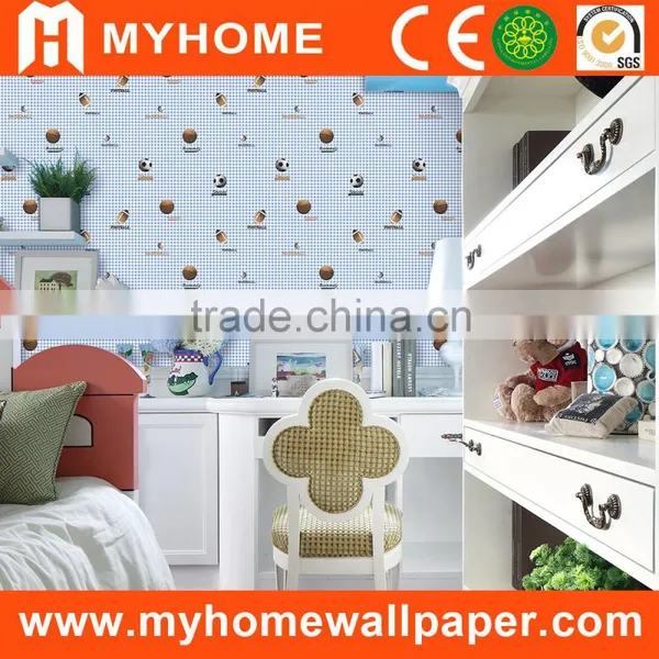 Football Design Straw Wallpaper/ PVC Wallpaper/ Kids Wallpaper