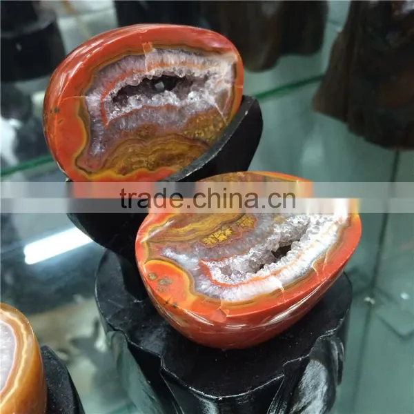 Natural Red Chinese Zhanguo Agate Geode Cornucopia Crystal Ornaments photo-5