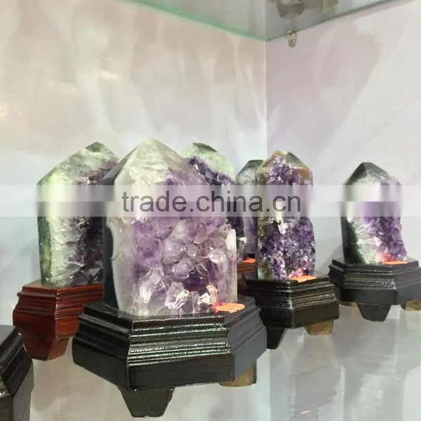 Natural Amethyst Geode Cluster Wand Point Crystal Ornaments For Sale photo-6
