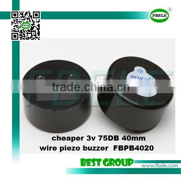 Cheaper 3v 75DB 40mm Wire Piezo Buzzer FBPB4020