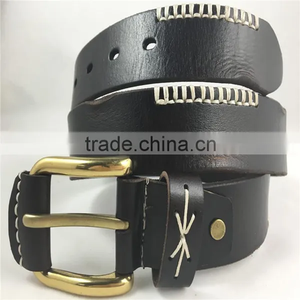 Brass Hore Shoe Buckle Genuine Leather Western United States Cowboy Style Belt photo-3