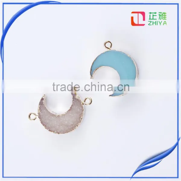 Necklace Pendant Moon Shape Druzy Stone Charms&pendants Natural Gemstone for Handmake DIY photo-6