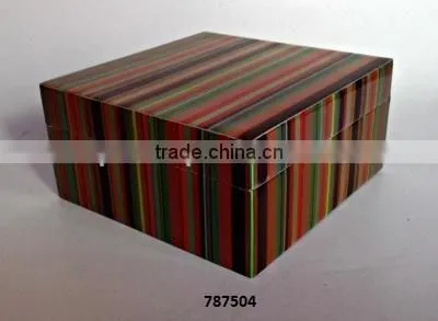 Wooden Box Painted Multicolour Shade Lining