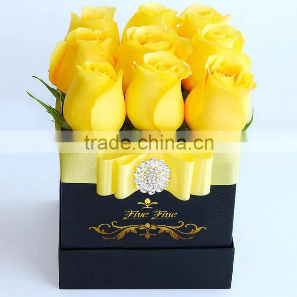 Elegant Black Paper Flower Box With Gold Logo photo-4