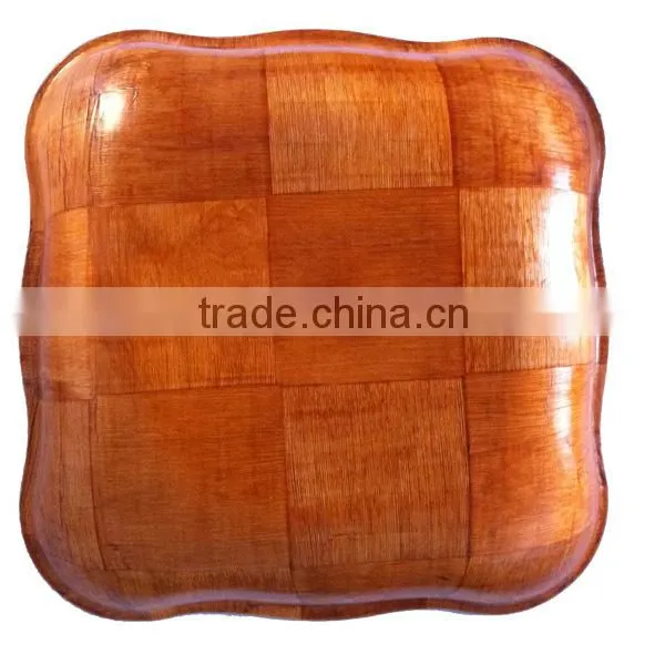 W622/ Rectangle Wooden Woven Snack Bowl, Woven Salad Bowl photo-4