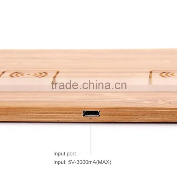 Eco-friendly Bamboo Qi Wireless Charger Dual Charging Pad For Samsung Galaxy S7, S7 Edge, S6, S6 Edge, Note5 / Moto Droid Maxx photo-6