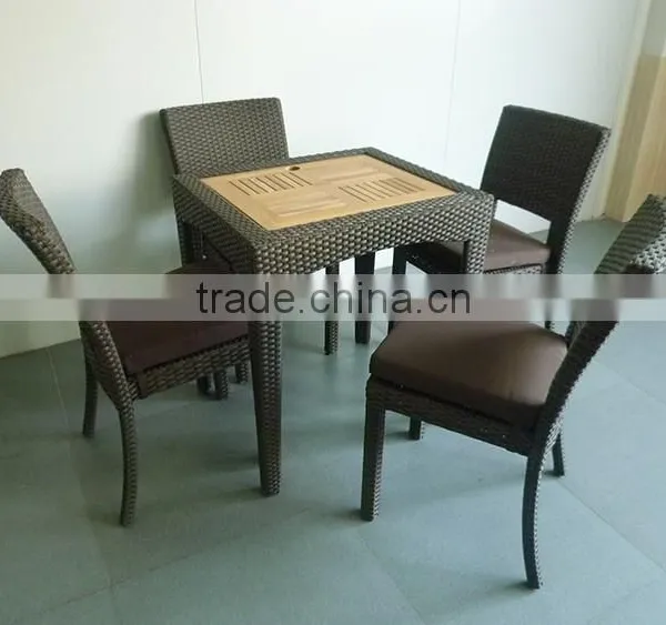 Classic Rattan Furniture Dining Chairs And Teakwood Table photo-2