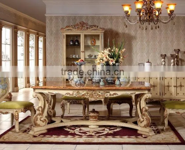 Hand Carved European Rectangle Oak Wood Expandable Dining Table With Chairs(MOQ=1 SET) photo-3
