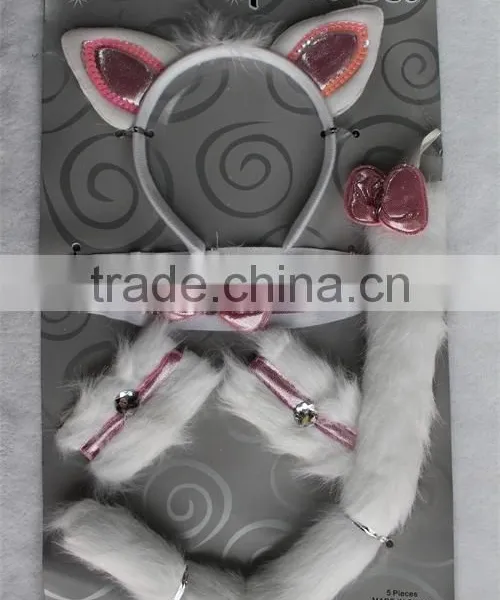 Party Catwoman Cosplay Sexy Cat Ear Headband Cuffs Collar Tail Set photo-3