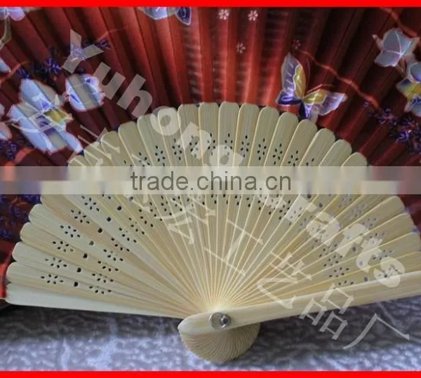 Japanese Style Bamboo Silk Fan Butterfly Print photo-3