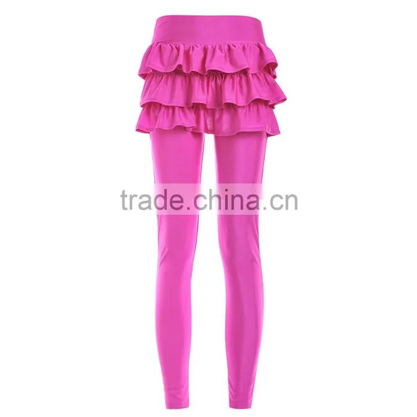 Hot Selling Red Blue Black False Two-piece Pant Legging With Skirt Women's Fashion Leggings With Mini Skirts photo-3