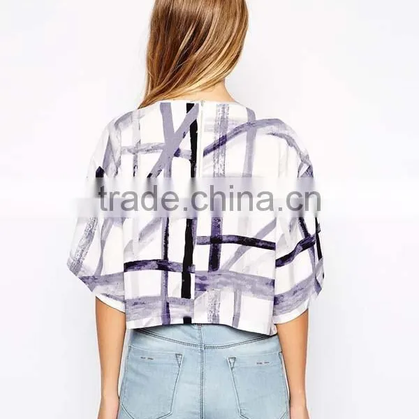 100% Polyester All Over Print Woman Stylish 3/4 Sleeve Raglan T-shirt photo-5