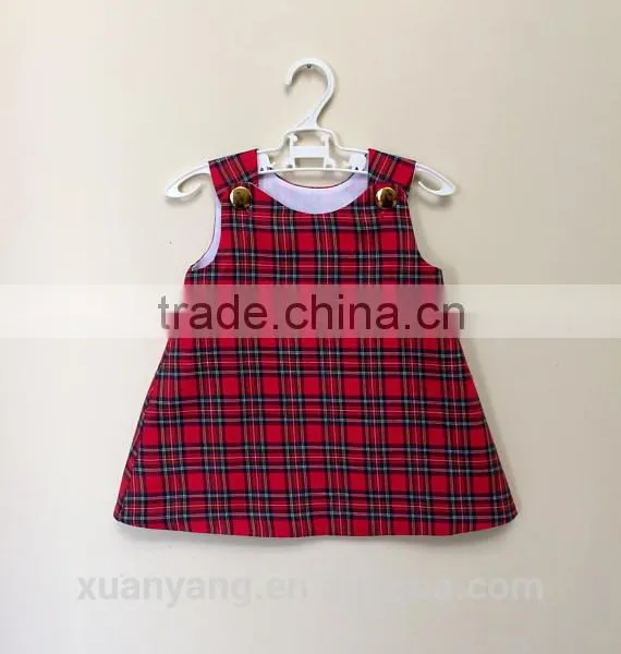 New Fashion Red Plaid Children Boutique Toddler Clothing Lovely Baby Girl Summer Dress photo-2