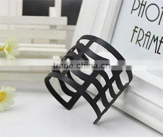 yi wu Black Metal Bangle Jewelry Sexy Lady's Punk Style Gold Hollow Bangle Arm Cuff From yi wu photo-2