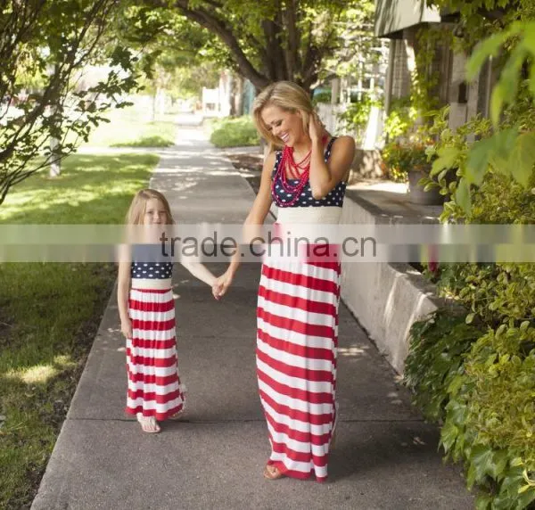 New Striped Floral Mother and Daughter Short Dresses Cute Family photo-2