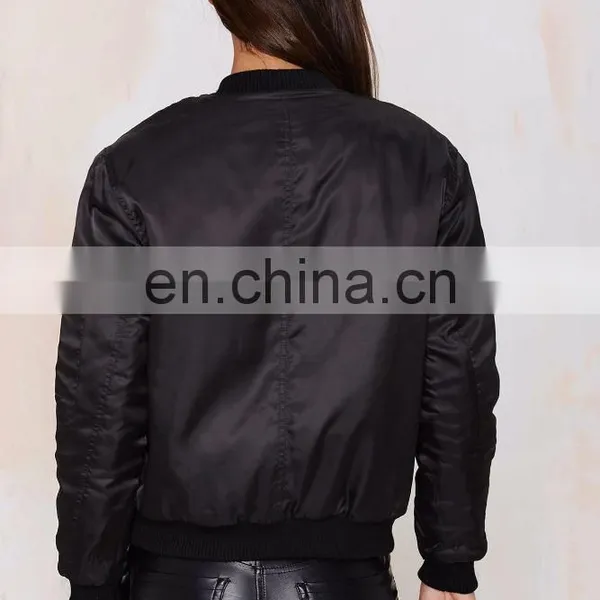 Wholesale Fashion Satin Bomber Jacket Custom Bomber Jacket Woman 2016 photo-4
