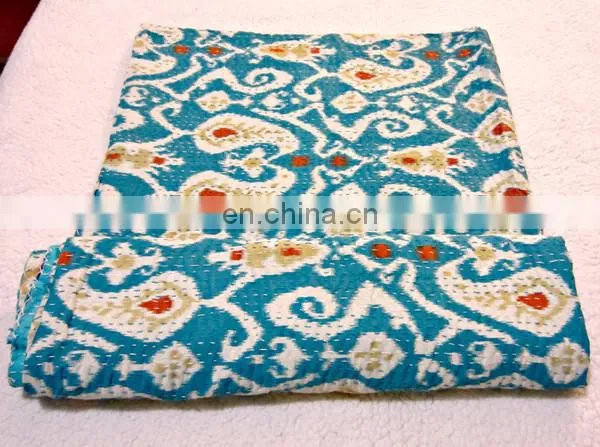 Ikat Bedcover Kantha Bedding Throw Ikat Kantha Quilt photo-2