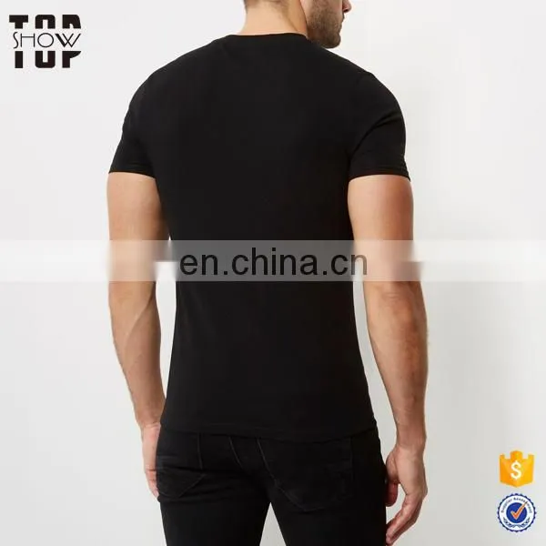 Men Fashion Blank Crew Neck Black Muscle Fit t Shirt Wholesale China photo-2