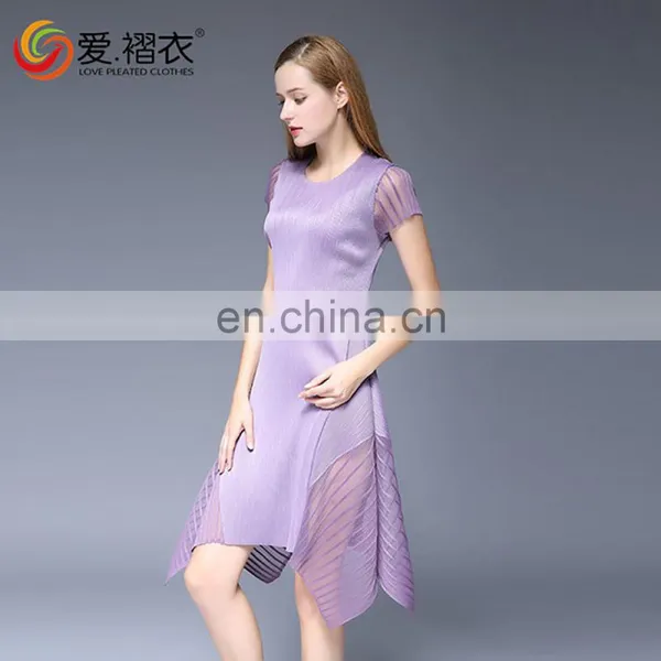 2016 Hot Summer Single Dress Women Elegant O Neck Fashion Dress With Sheer Hem Design