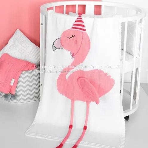 Hot Sale Home Style Flamingo and Unicorn Print Knitted Throw Blanket for Kids and Babies photo-2
