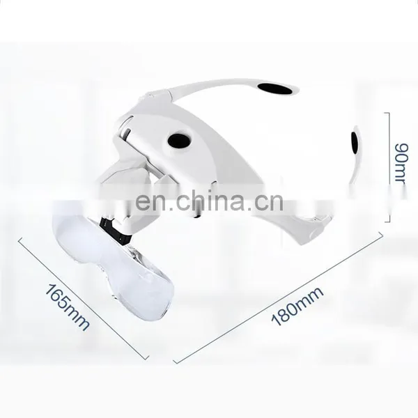 Head-Mounted Repair Inspection Microscopic Carving Cosmetic Embroidery LED Light Magnifying Glass WIth Five Magnification Lens photo-3