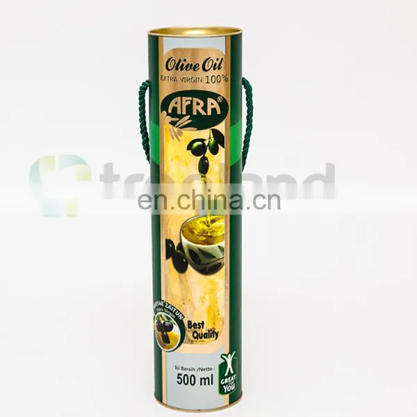 Cylinder Paper Cardboard Box Olive Oil Packaging With Handle photo-4