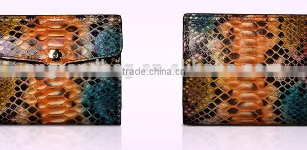 Short Style Color Rare Python Skin Leather Wallet Smart Multifunction Card Holder Two Folder Purse for Women photo-5
