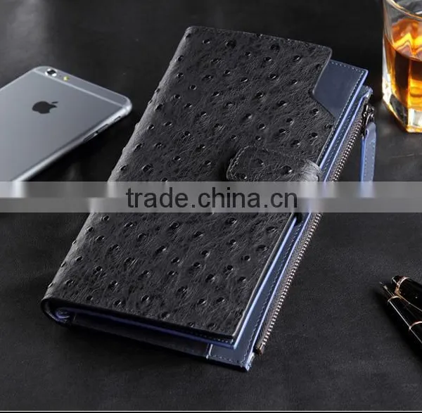 Business Men Card Holder Long Style Clutch Multifunction Wallet High Capacity Ostrich Leather Gift Purse for Businessmen photo-5