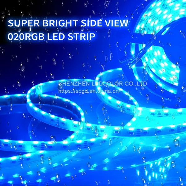 020 RGB DC24V 12V 60 LEDs/m Side Emitting Waterproof IP67 SMD High Lumen LED Flexible Strip Lights photo-4
