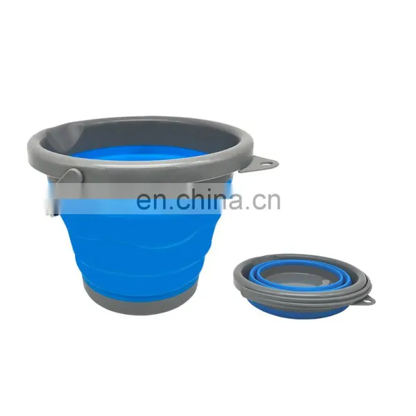 Wholesale 100% Food Grade Foldable Round Tub Custom Household Cleaning Laundry Folding Collapsible Water Bucket With Handle