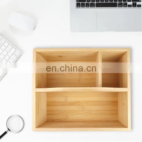 Compact Bamboo Wood Tea Organizer 3 Divided Sections Attached Handle Holder for Tea Bags Coffee Packets Sugar Sweeteners photo-5
