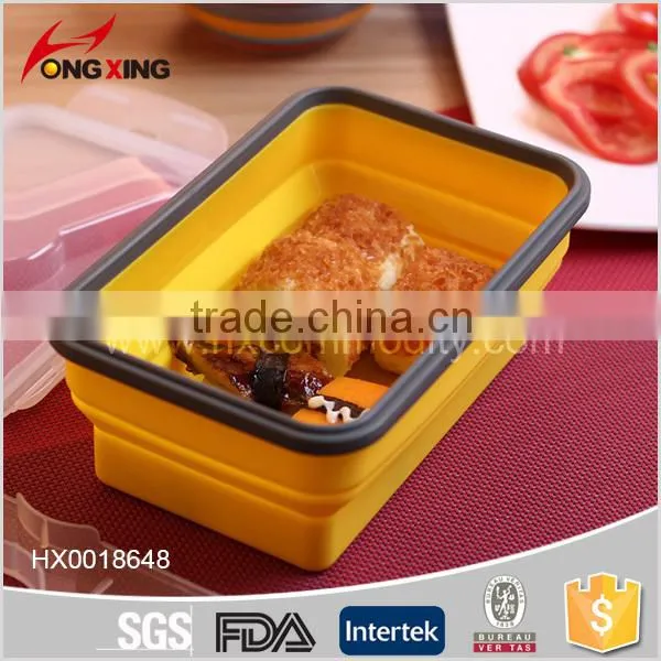 SILICONE FOLADING LUNCH BOX WITH SPOON/CHOPSTICKS(1000ML) photo-3